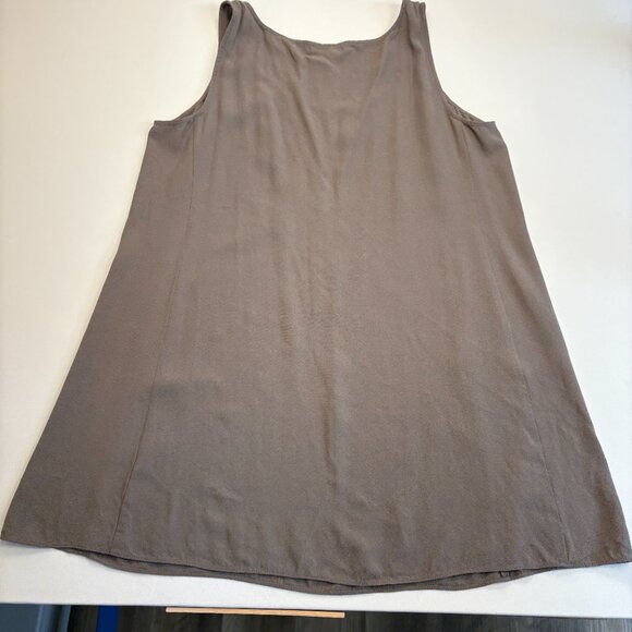 Eileen Fisher 100% Silk Georgette Shell Tank Top Taupe Small - Picture 3 of 7